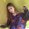 Retro HK style chic loose fit long bf shirt demon with horns print blouse POLO