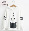 College cartoon kawaii cute meow kitty print hooded sweater hoodie pullover for girls