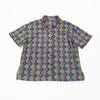 Harajuku retro circus dogs purple spades prints loose short sleeves chiffon printed shirt cardigan