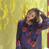 Retro HK style chic loose fit long bf shirt demon with horns print blouse POLO