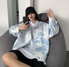 Korean tie dye top loose fit BF Harajuku Style hip hop denim jacket for women instashop