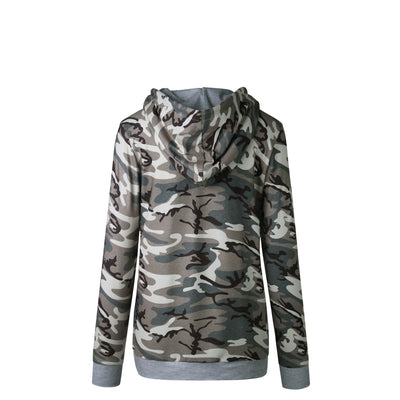 2020 Autumn WInter Hooded Camo Camouflage Print Slim Fit Sweater Hoodie Pullover Top Coat with pocket