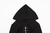 Dark gothic bandage chain lace up back buttonhole hooded crop top long sleeve sweatshirt balero
