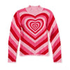 Warm Swirl Love Hearts sweater semi-high collar body mesh rainbow knitwear jumper for Women