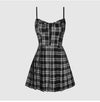 Gothic Grunge Spaghettiträger Plaid Minikleid Street Hipster Faltenrock