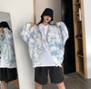 Korean tie dye top loose fit BF Harajuku Style hip hop denim jacket for women instashop