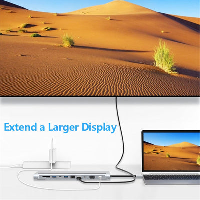 11 in 1 USB Type C Hub Adapter Laptop Docking Station HDMI VGA RJ45 PD For MacBook HP Lenovo Surface Compatible Thunderbolt 3