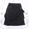 Plissee Harajuku Punk Gothic schwarzer Rock mit hoher Taille Patchwork Streetwear mit Verband und Tasche für Frauen