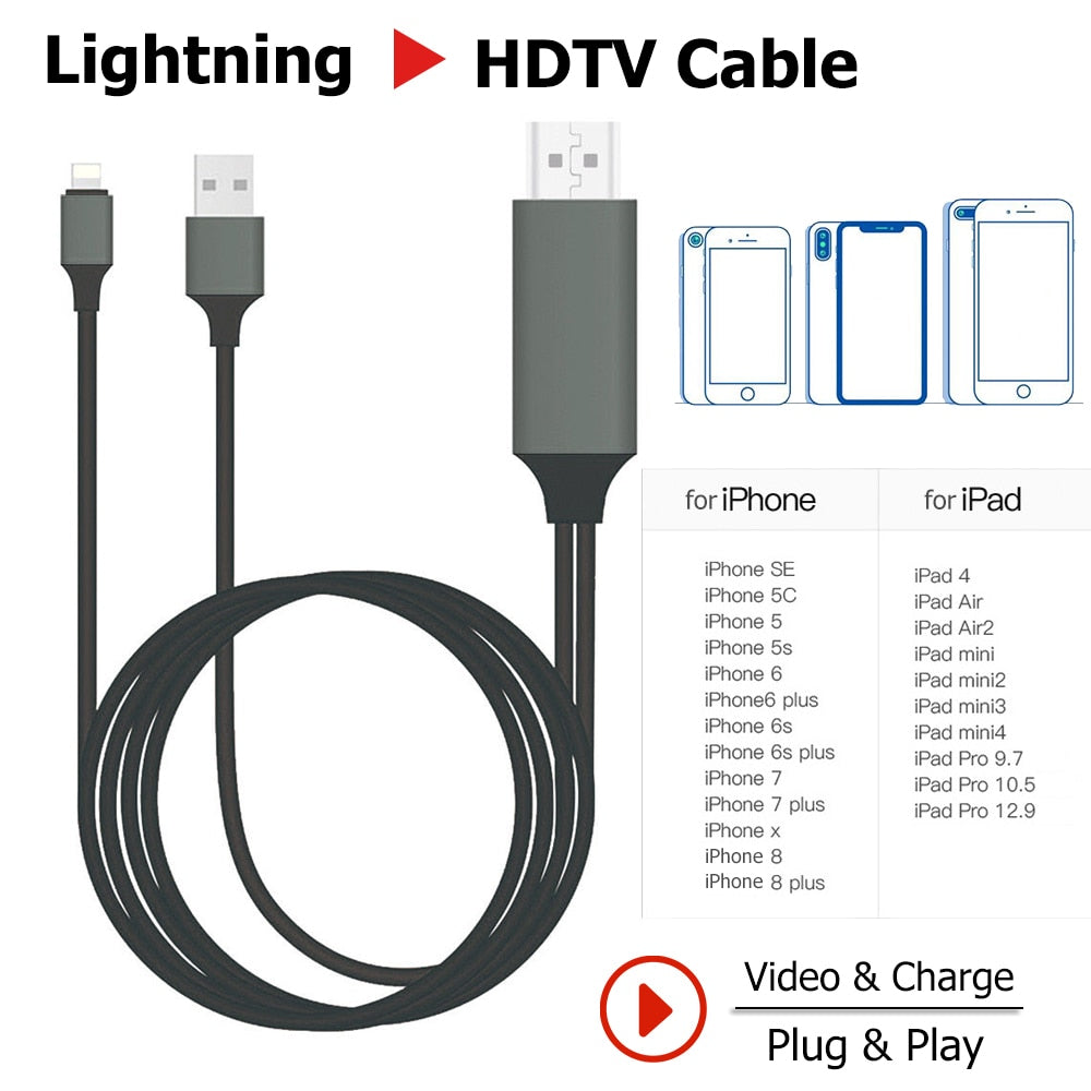 Adaptador Lightning A Hdmi Para Iphone 5 6 7 8 X Ipod Ipad