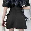 Plissee Harajuku Punk Gothic schwarzer Rock mit hoher Taille Patchwork Streetwear mit Verband und Tasche für Frauen