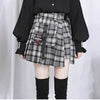 Gothic Punk Harajuku Casual Grunge Plaid Pleat Pants Skirt with Pockets and Bags