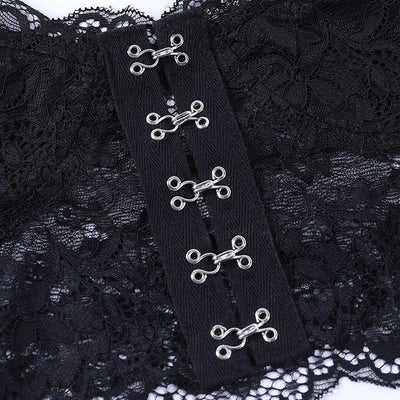 Sexy lace smock and trim hooks and eyelet placket dark gothic undershirt camisole