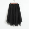 New big swing asymmetric long fairy skirt irregular rim high waist mesh long layered dress