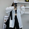 Korean summer trendy sunscreen jacket moon crescent prints reflective coat thin quick drying loose outfit for boys and girls