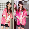 kPop asian pop star tie dye short sleeve shirt women blazer cardigan strawberry embellishment