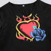Crop Top Sweatshirt für Instashop Online Celebrity Spice Girls Retro Vintage Streetwear Flamme Rose bedrucktes T-Shirt