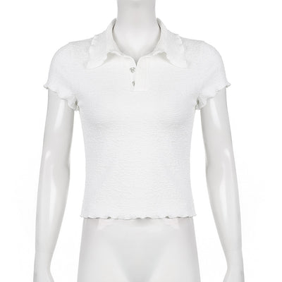 2022 polo collar new streetwear wrinkle fabric agaric edge slim fit shirt