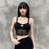 Lace trims straps sexy cami skull pattern lace short sling vest crop top shirt