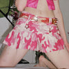 Trendy pink camouflage sexy short skirt urban leisure Star metal deco tassel edge