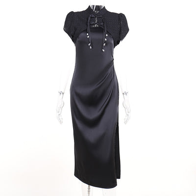 Gothic embroidered dragon retro style Qipao cloth buttons long slim dress for celebrity