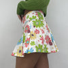 Fashionable contrast flower pattern prints slim pleated skirt high waist for early spring and autumn women