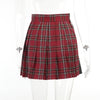 Patchwork contrast plaid skirt with zipper chains women summer dark gothic splicing high waist pleated skirt