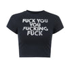 Round neck sequin words "fuck you" short-sleeved T-shirt black casual vest tube top