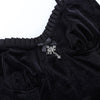 Dark gothic velvet lace trim sling dress for devil queen and sexy princess cross pendant