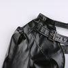 Street hipster metallic adjustable buckle cross chest belt single arm half section balero crop top PU leather
