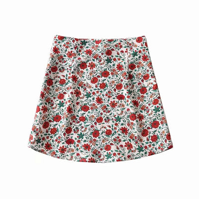 retro ripple edge paisley floral print skirt multi-color A00-1215-1214-1177