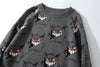Round neck pullover long-sleeved petite demon monster jacquard loose sweater urban leisure knitted kawaii sweater