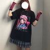 Japanese anime cartoon girl print T-shirt JK college style loose fit top
