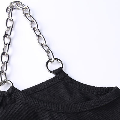 Parody anime cartoon prints chain straps sexy slim wrapped camisole vest