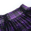 Dark gothic lace up spaghetti checkered plaid cupcake skirt contrast color slim sexy skater