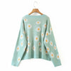 Stylish sweater with daisy chrysanthemum prints spring and autumn loose fit casual knit cardigan kawaii outfit