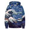 2022 Autumn new cat digital print hoodied long-sleeved sweater pullover women top Japanese wave , flame , skeleton
