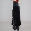 Gothic Punk velvet long skirt party dress high waist slim fit bow split skirt