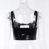 Sexy faux leather cami vest shoulder straps high street fashion gothic girls