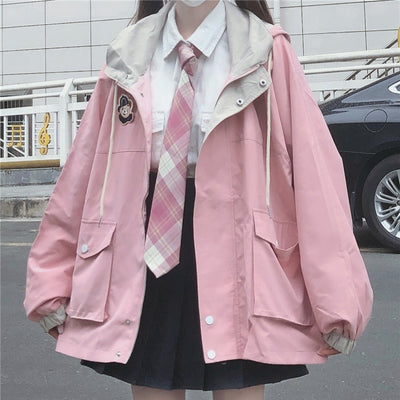 Kawaii baseball uniform japanese college style zipper jacket hoodie Teddy badge for Girls KW91