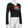 Crop Top Sweatshirt für Instashop Online Celebrity Spice Girls Retro Vintage Streetwear Flamme Rose bedrucktes T-Shirt