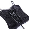 Dark sexy scallop lace trim retro top eyelet lace up embossed black bandage camisole vest