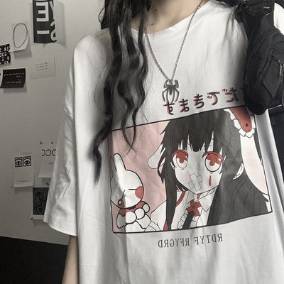 Harajuku Loose Fit T-shirt Japanese anime top short sleeve sweatshirt Tee
