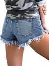 New pierced tassel elastic denim shorts hot pants for ladies plus size