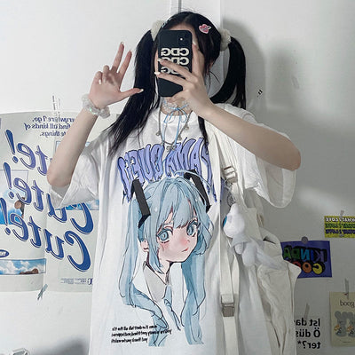 Japanese anime girl printed JK T-shirt demi sleeves for boys and girls top