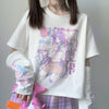 Japanese JK anime split sleeves splicing short-sleeved T-shirt bottoming shirt round neck 44087a