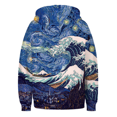 2022 Autumn new cat digital print hoodied long-sleeved sweater pullover women top Japanese wave , flame , skeleton