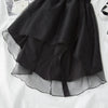 2022 Gothic French collared tuxedo tail black irregular gauze baby doll dress for women