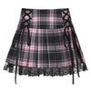 2021 European British style Plaid lace up skirt A-line short party dress for girls