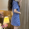 2 pc shirt and dress set love lattice short sleeved jacket and safety pins A line skirt