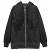Y2K zipper cardigan loose fit sports jacket for boys and girls angels wing gothic style prints hoodie oversize plus size